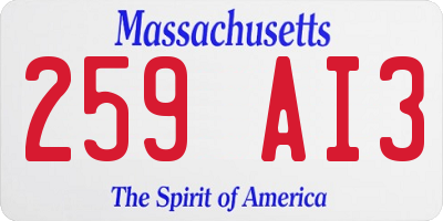 MA license plate 259AI3