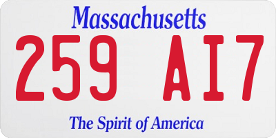 MA license plate 259AI7