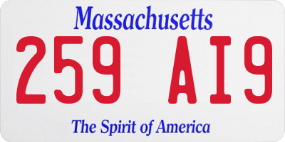 MA license plate 259AI9