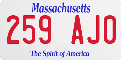 MA license plate 259AJ0