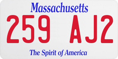MA license plate 259AJ2