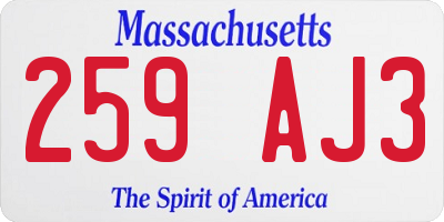 MA license plate 259AJ3