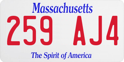 MA license plate 259AJ4
