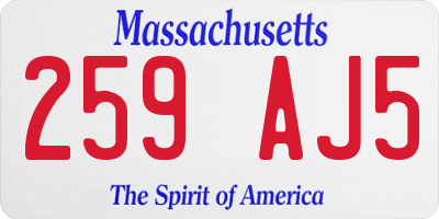 MA license plate 259AJ5