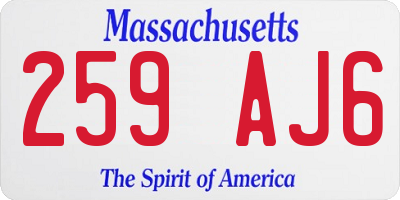 MA license plate 259AJ6