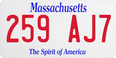 MA license plate 259AJ7
