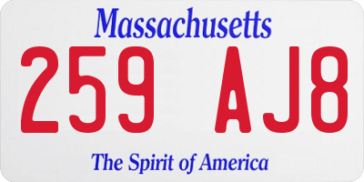 MA license plate 259AJ8
