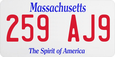 MA license plate 259AJ9