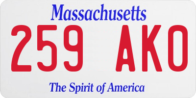 MA license plate 259AK0