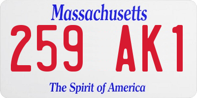 MA license plate 259AK1