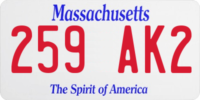 MA license plate 259AK2