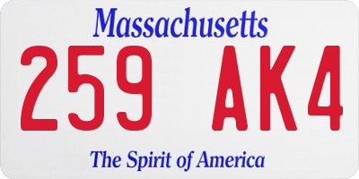 MA license plate 259AK4