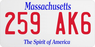 MA license plate 259AK6