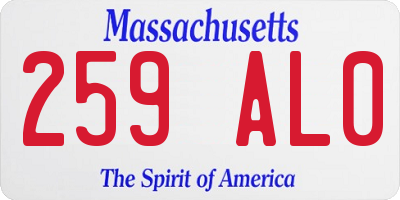 MA license plate 259AL0