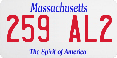 MA license plate 259AL2