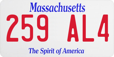 MA license plate 259AL4