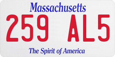 MA license plate 259AL5