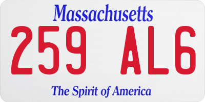 MA license plate 259AL6