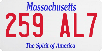 MA license plate 259AL7
