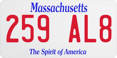MA license plate 259AL8