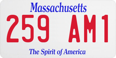 MA license plate 259AM1