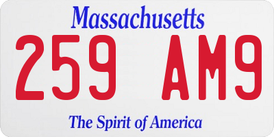 MA license plate 259AM9