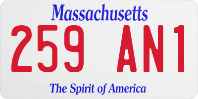 MA license plate 259AN1