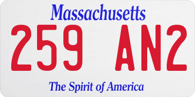 MA license plate 259AN2