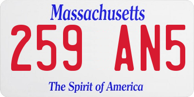 MA license plate 259AN5