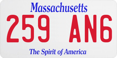 MA license plate 259AN6