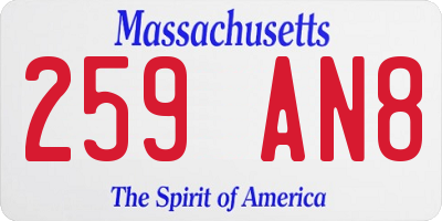 MA license plate 259AN8