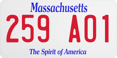 MA license plate 259AO1