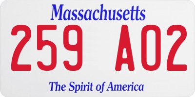 MA license plate 259AO2