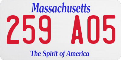 MA license plate 259AO5