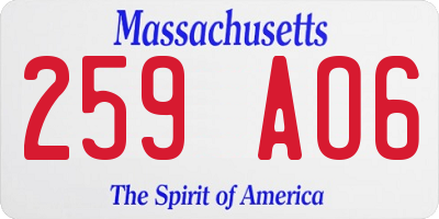 MA license plate 259AO6