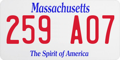 MA license plate 259AO7