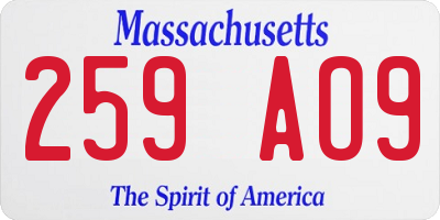 MA license plate 259AO9