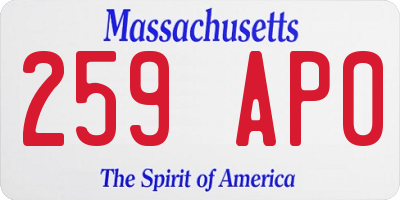 MA license plate 259AP0