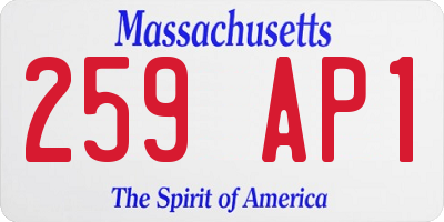 MA license plate 259AP1