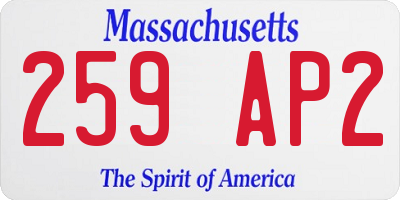 MA license plate 259AP2