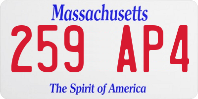 MA license plate 259AP4