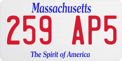 MA license plate 259AP5
