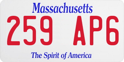 MA license plate 259AP6