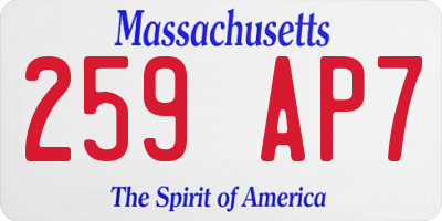 MA license plate 259AP7