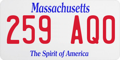 MA license plate 259AQ0