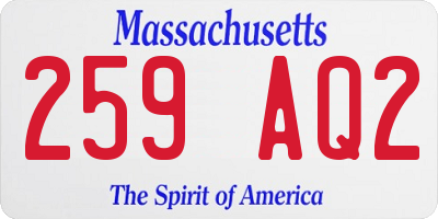 MA license plate 259AQ2