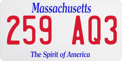 MA license plate 259AQ3