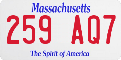 MA license plate 259AQ7