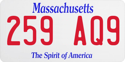MA license plate 259AQ9