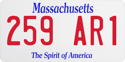 MA license plate 259AR1